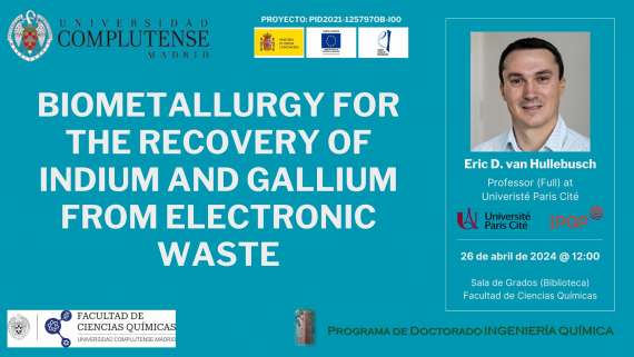 Seminario del profesor del Institut de Physique du Globe de Paris, Eric D. van Hullebusch, sobre la recuperación de Ga e In de residuos electrónicos